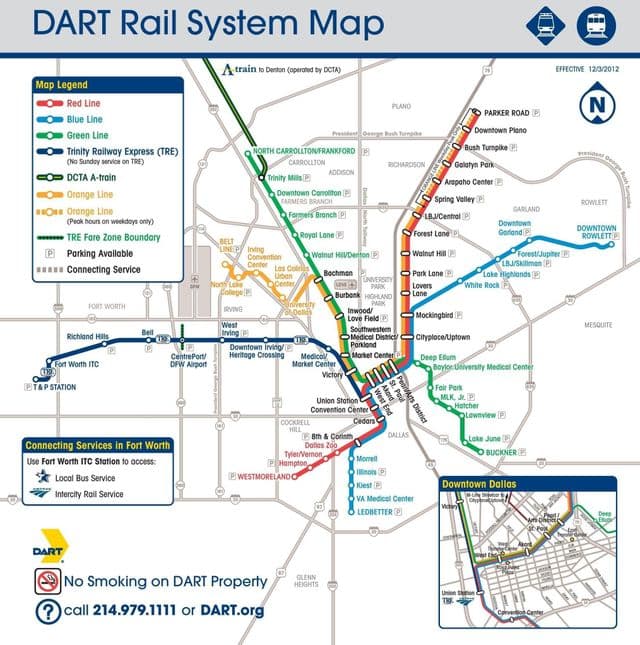 Mappa delle stazioni della metropolitana di Dallas