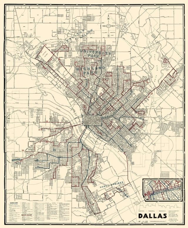 Mappa storica di Dallas
