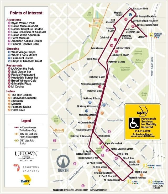 Mappa delle stazioni del carrello di Dallas