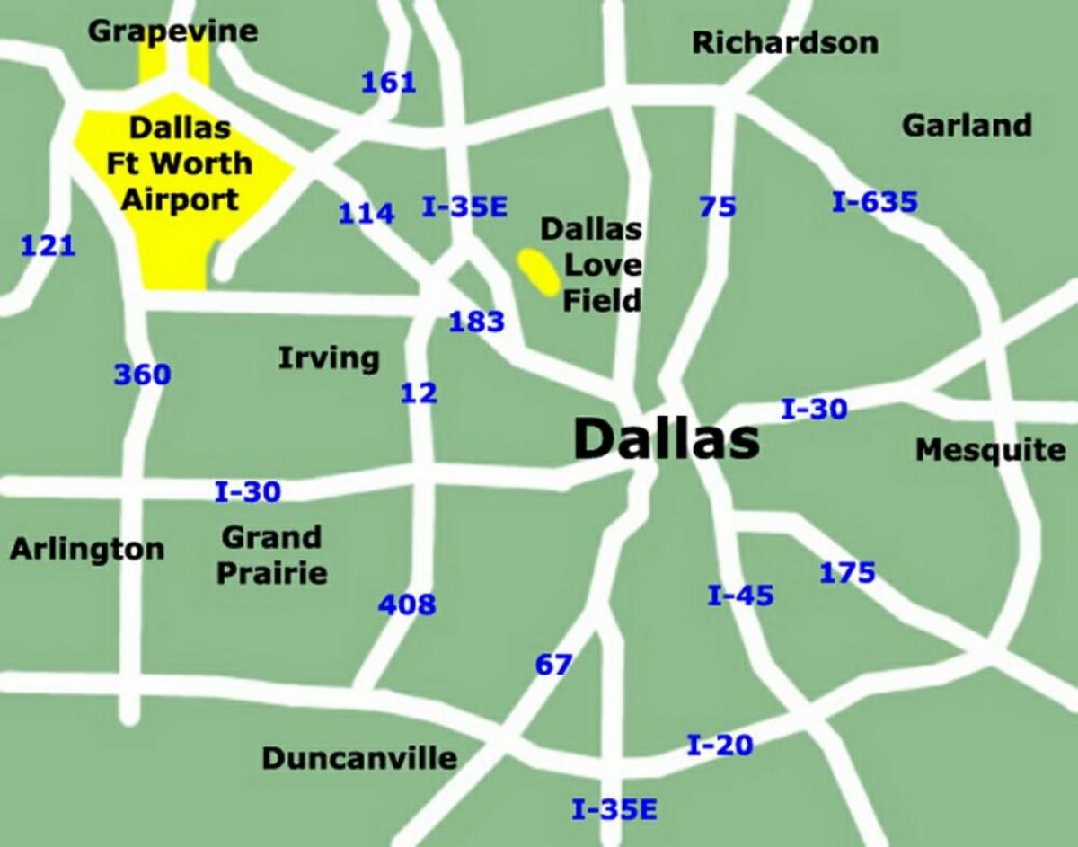 Mappa degli aeroporti di Dallas