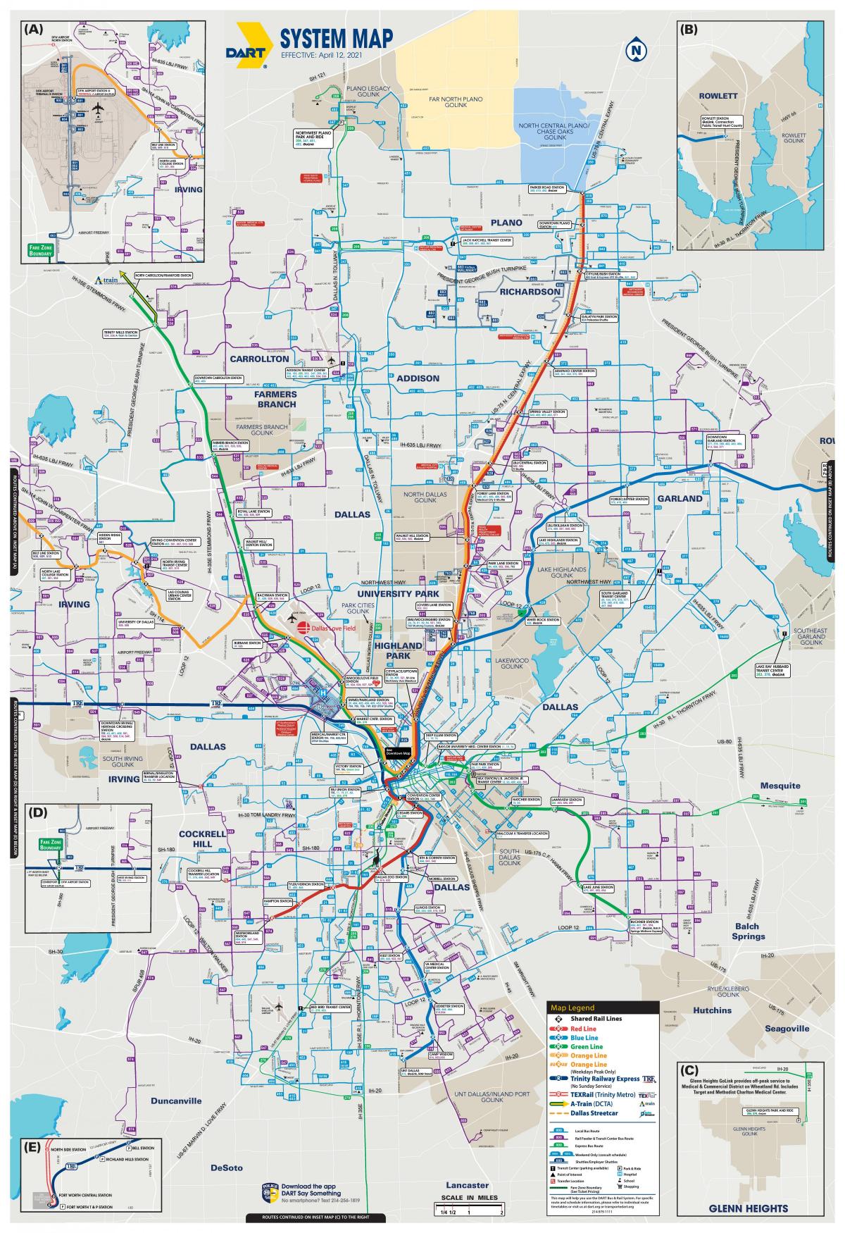 Mappa della stazione degli autobus di Dallas