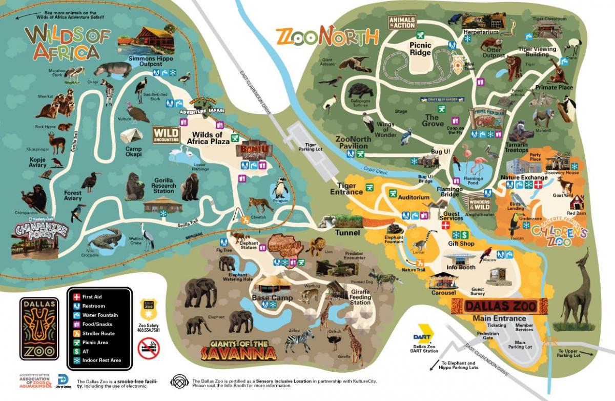Mappa del parco dello zoo di Dallas