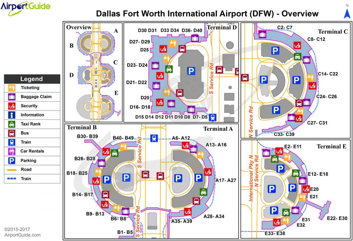 Mappa del terminal dell'aeroporto di Dallas