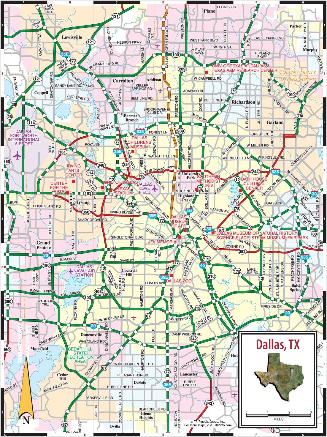 Mappa delle strade di Dallas