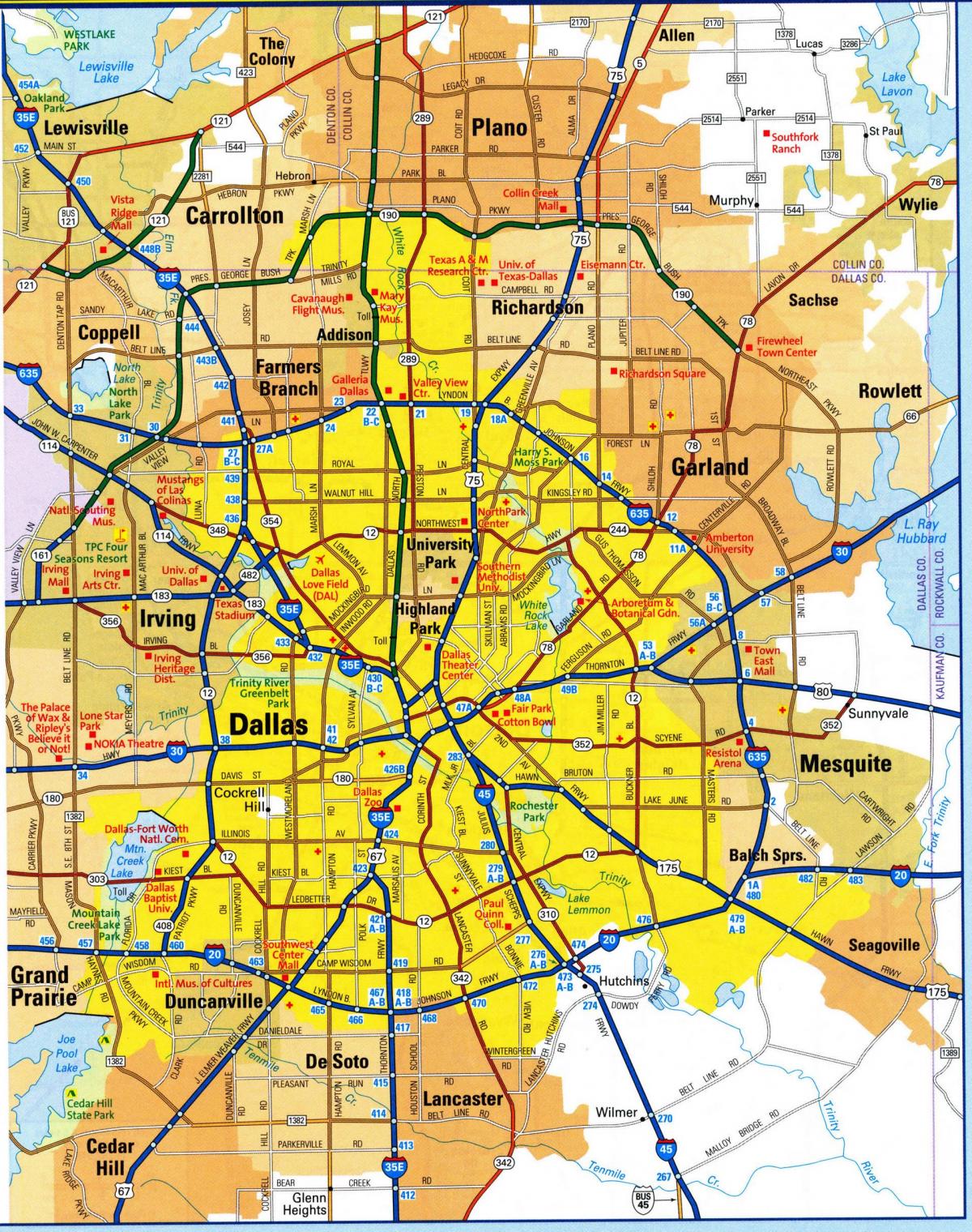 Mappa delle stazioni del tram di Dallas